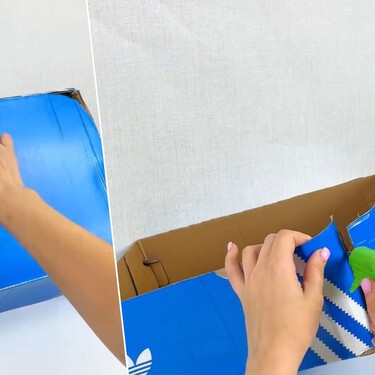 Con una caja de zapatos reutilizada y sábanas viejas, puedes hacer este precioso organizador para tu hogar