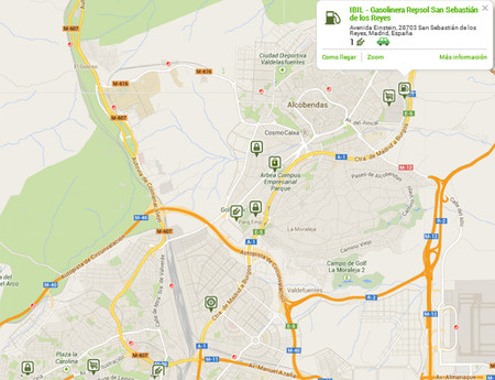 Mapa de recarga rápida para coche eléctrico en San Sebastian de los Reyes