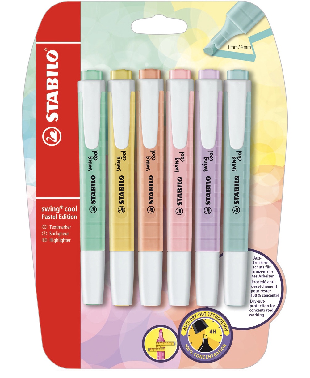 STABILO
Marcador Fluorescente Plano de Bolsillo Blister 6 uds Pastel STABILO