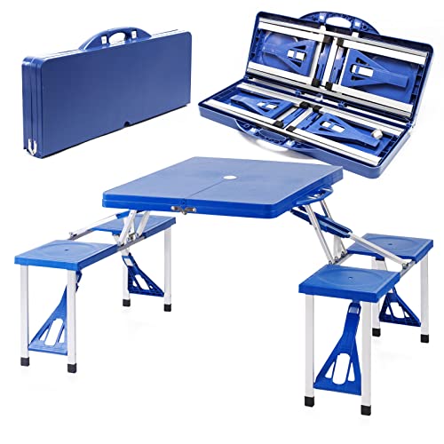 WilTec Set de Camping Plegable Mesa y 4 Asientos