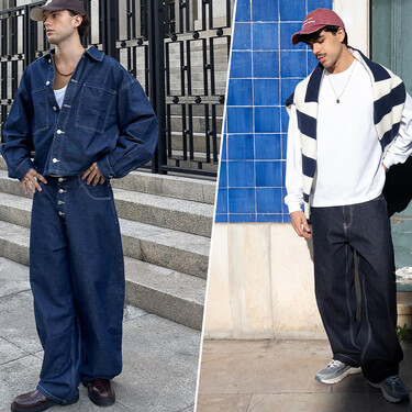 La nueva silueta masculina se reinventa y los jeans barrel de Bershka son perfectos para llevarlos en cualquier look