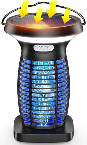 Anysun Mata Mosquitos Electrico Solar, Lampara Antimosquitos Impermeable, Mosquitos Electrico USB Recargable, Anti Mosquitos Electrico para Interiores, Inicio, Patios, Jardines, Acampar