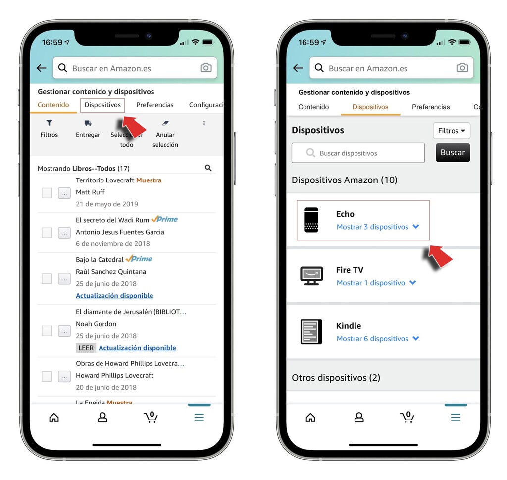 Cómo eliminar un altavoz Echo (u otro dispositivo) de nuestra cuenta de Amazon directamente
