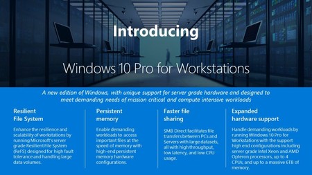 Microsoft anuncia Windows 10 Pro for Workstations, una nueva versión para los ordenadores más avanzados