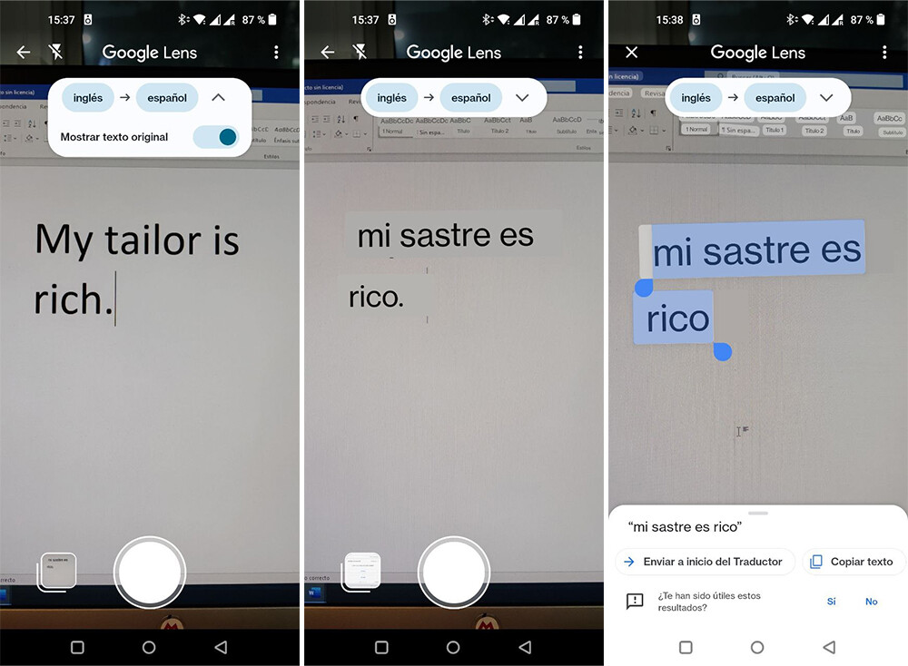 Google Lens invade la traducción con la cámara del Traductor de Google