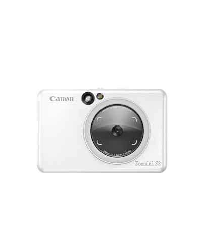 Canon Zoemini S2 Cámara Instantánea con Impresora Fotográfica de 8 MP – con Espejo, Anillo de Luz y Papel Fotográfico Zink Adhesivo (Blanco Perla)