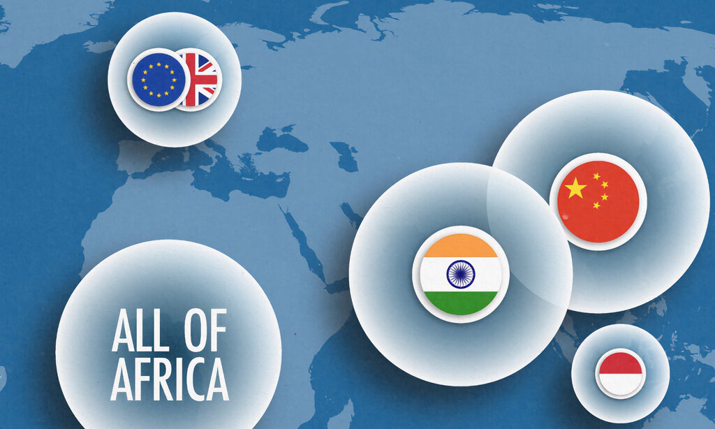 La población de China, India y África, comparadas con la del resto del mundo en un revelador mapa 