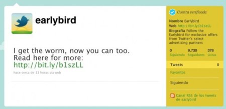 Twitter comenzará a publicar ofertas de compra a través de la cuenta @EarlyBird