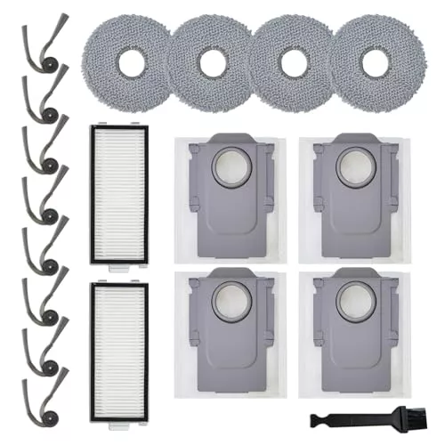 iAmoy Saros Z70 - Juego de accesorios para Roborock Saros Z70 / Z70 Ultra, 18 piezas de repuesto con 2 filtros HEPA, 4 bolsas de polvo, 4 toallitas, 8 cepillos laterales y herramienta de limpieza