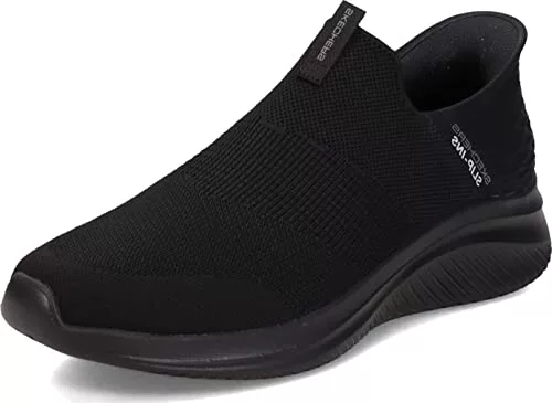 Skechers Hombre Ultra Flex 3.0 Smooth Step Slip-On, Black Knit/Trim, 42 EU