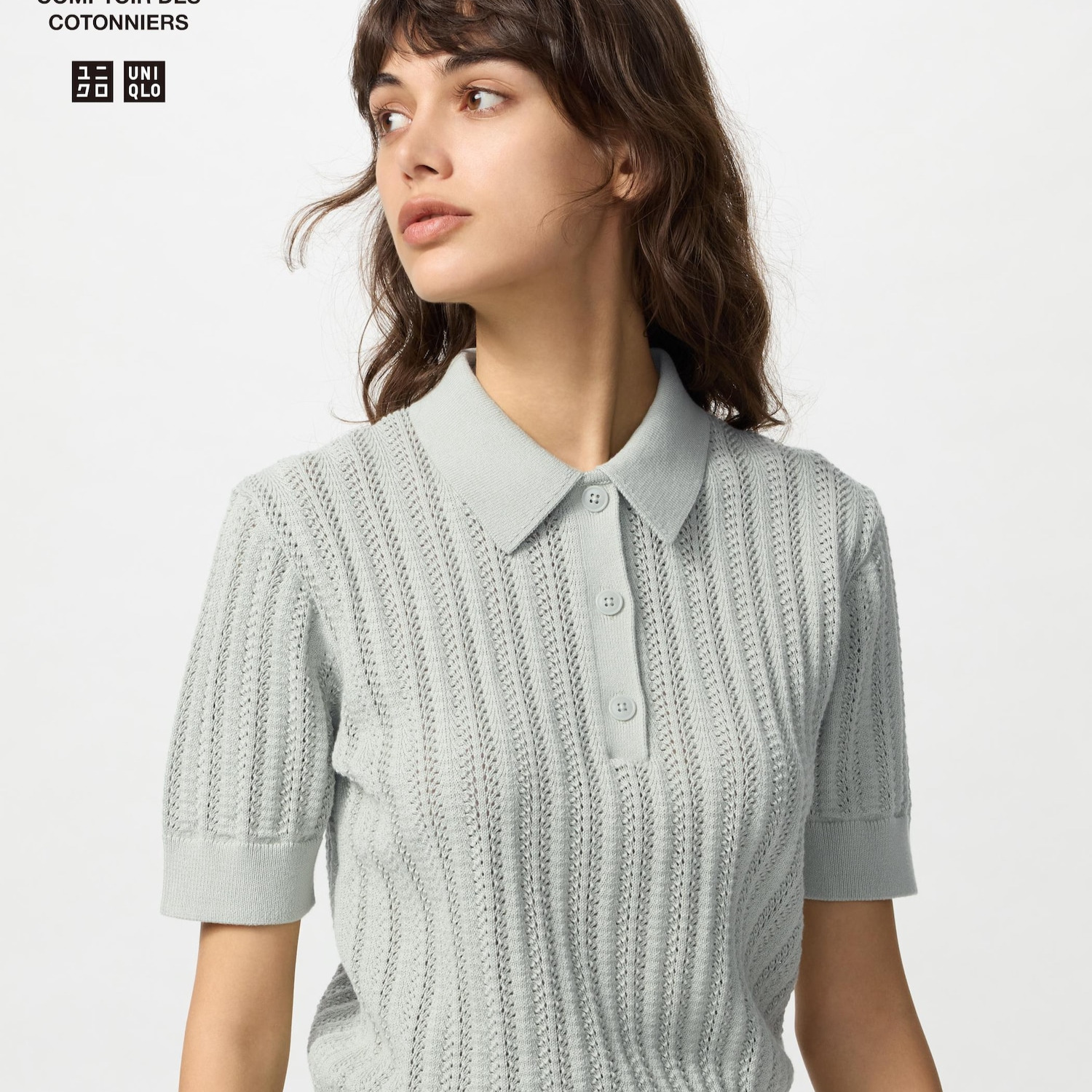 Jersey cuello polo calado algodón
