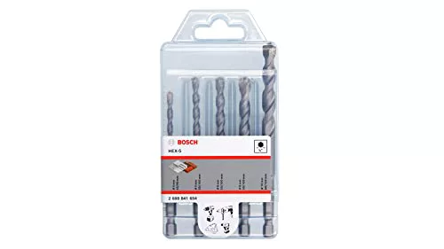 Bosch Professional Set de 5 piezas de Brocas para Hormigón HEX-5 (para Hormigón, Ø 4/5/6/8/10 mm, Accesorios de Taladro Percutor)