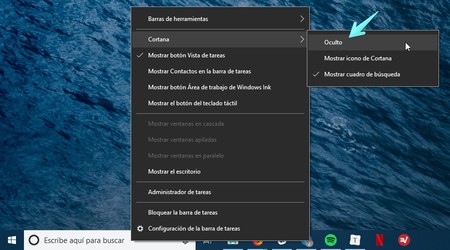 Ocultar Icono Cortana Windows