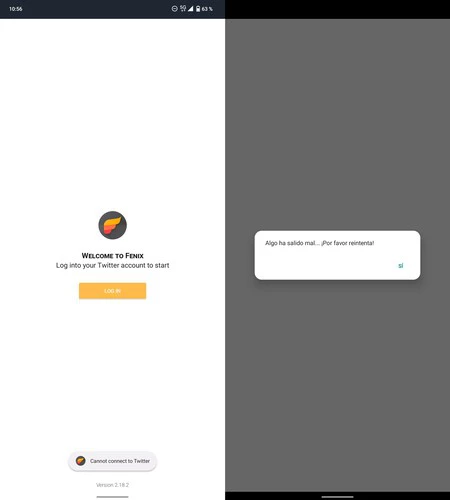 Fenix 2 (左) と Talon (右) でログインがブロックされました