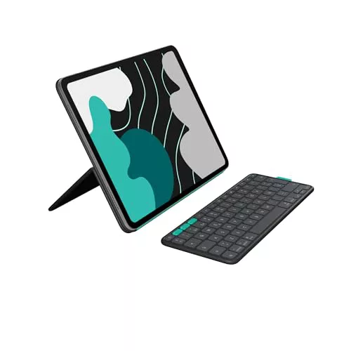 Logitech Flip Folio, funda con teclado para iPad Pro (M4) y iPad Air de 13 pulgadas (M2 y M3) (2024, 2025) – Funda protectora con Bluetooth almacenable, multidispositivo, QWERTY Español - Grafito