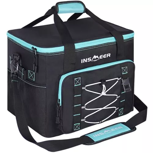 INSMEER Bolsa térmica de 40 L, 60 latas, bolsas grandes aisladas, hielera suave, a prueba de fugas, portátil, plegable, con abridor de botellas y correa de hombro extraíble, adecuada para playa