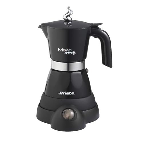 Ariete 1358 Moka Aroma - Cafetera Eléctrica Moka 2/4 Tazas - Autoapagado - Mantiene la Temperatura 30' - 400 W - Negro