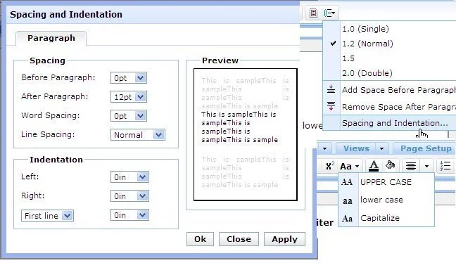 Opciones de edición con Zoho Writer