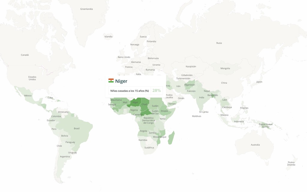 El mapa que refleja en cuántos países es legal el matrimonio infantil. Respuesta: tres veces más que los países que permiten el matrimonio gay