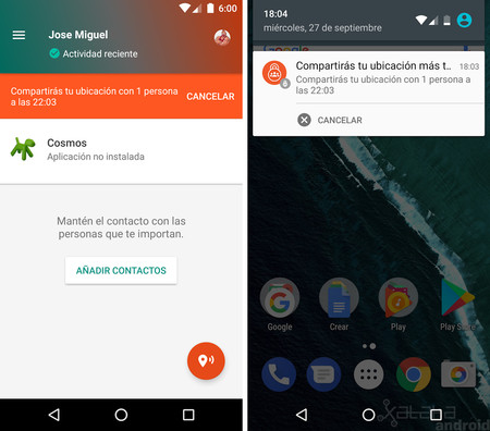 Ubicación más tarde