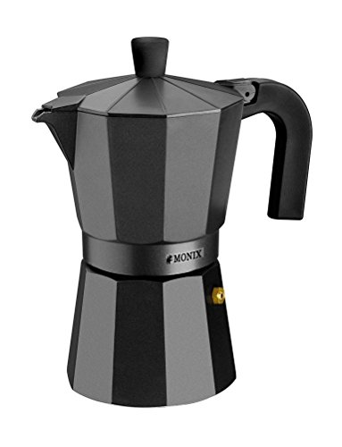 Monix Vitro Noir Cafetera Italiana de Aluminio, 12 Tazas 