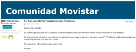 Samsung Omnia 7 de Movistar tendrá la actualización de Mango, sin NoDo mediante