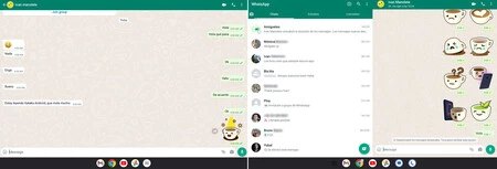 タブレット上の WhatsApp、以前(左)と現在(右)