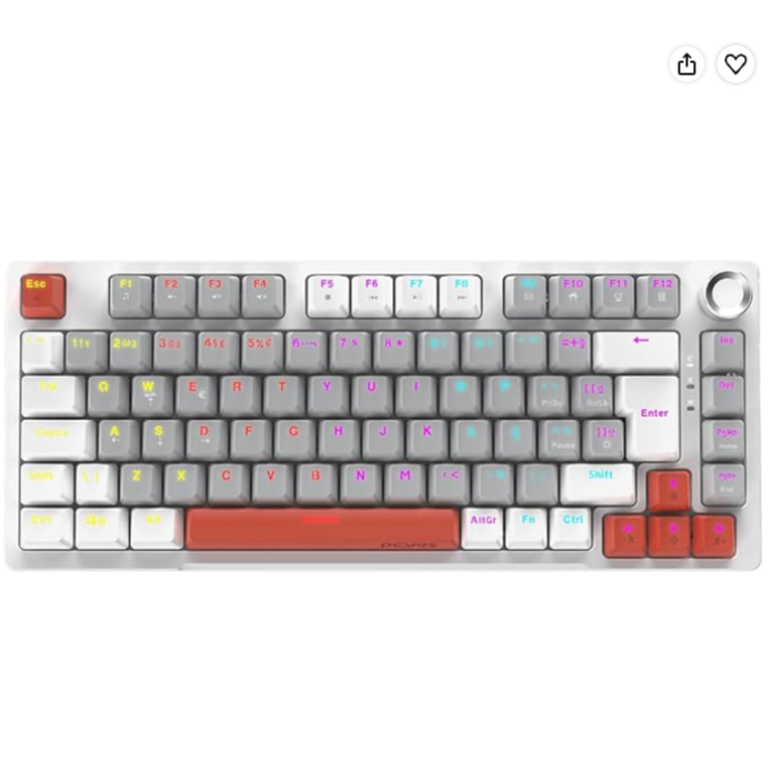 PCYES Teclado Mecanico 75% Arkeum - White Ghost - Switch Red - AKWG75RBR
