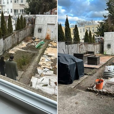 El patio de esta casa de Nueva York parecía sacado de una película de terror. Por menos de 450 euros, la inquilina lo transformó en un espacio de aires mediterráneos  