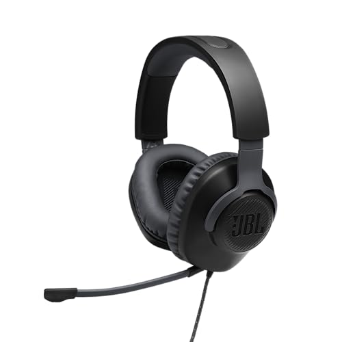 JBL Quantum 100 Auriculares para gamers con sonido QuantumSOUND, micrófono Boom y, diseño ligero y cómodo a la par que llamativo, compatible con múltiples plataformas, en negro
