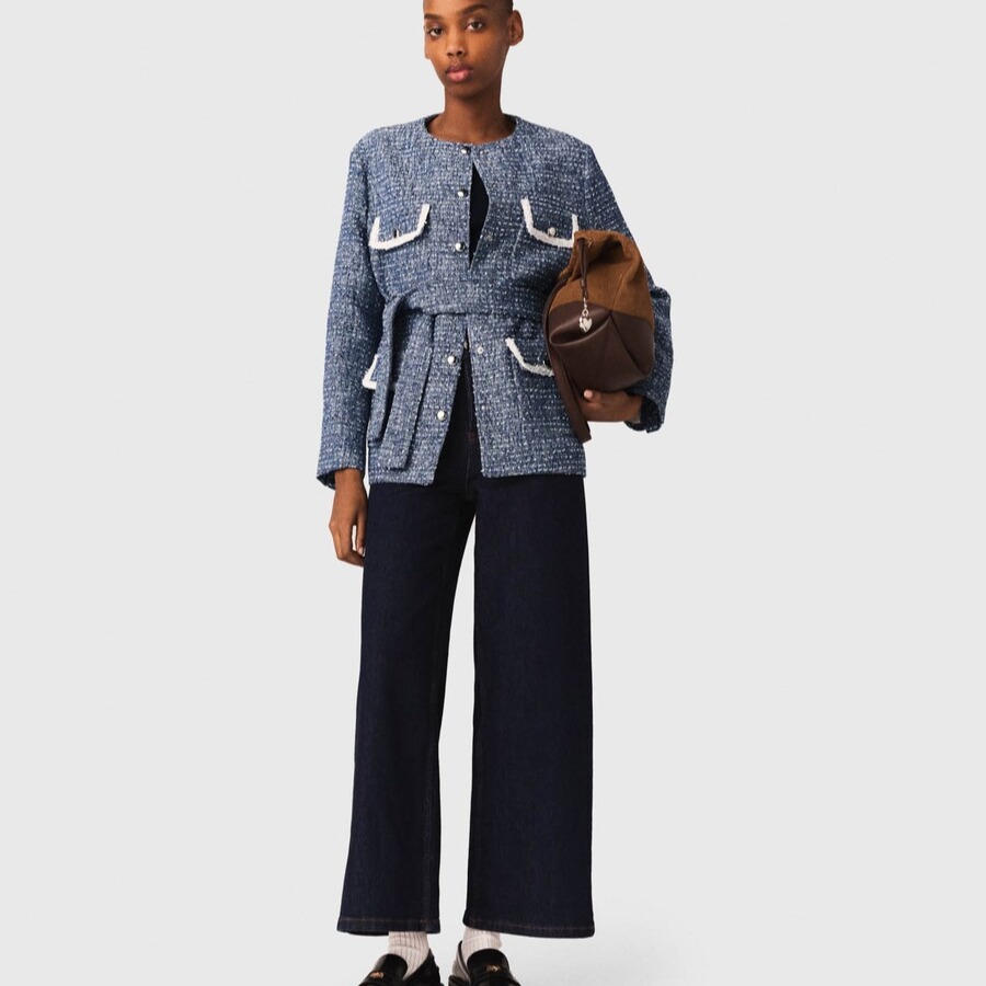 Chaqueta de mujer larga de tweed Maje