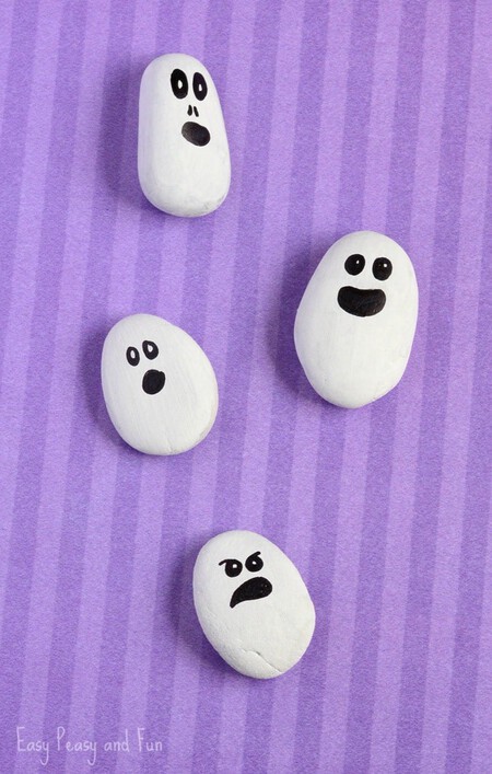 Painted Rock Ghost Craft For Kids