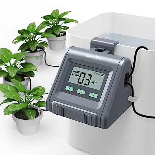 RAINPOINT Riego por Goteo Automático, Volumen de Agua Ajustable, Sistema de Riego Automático para Hasta 10 Plantas y Macetas de Interior