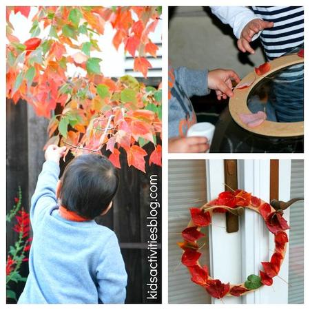 Manualidades con niños: guirnalda navideña con hojas del bosque