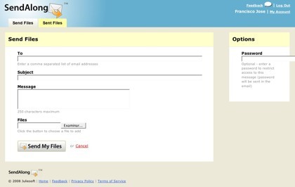 SendAlong, servicio de envío de grandes archivos por correo electrónico