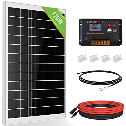 ECO-WORTHY 120W 12V Kit de Panel Solar Monocristalino 
