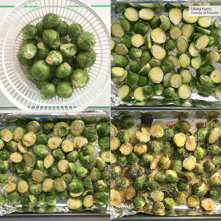 Coles de Bruselas con coco receta saludable pasos