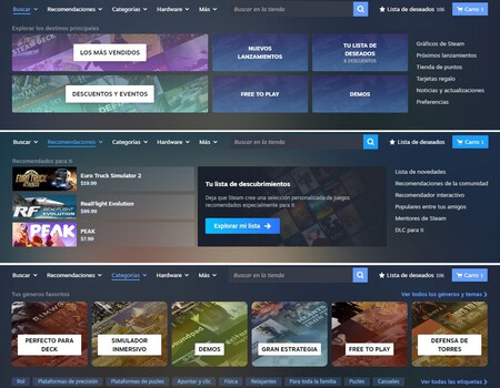 ¡Steam se renueva! La tienda de Valve se actualiza con un lavado de cara que te hará la vida más sencilla a la hora de navegar por la plataforma