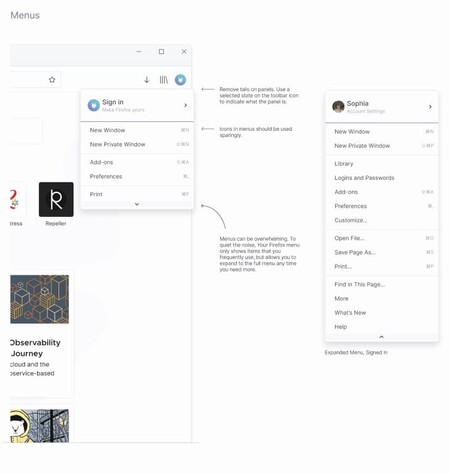 Firefox Proton Hamburger Menu Mockup