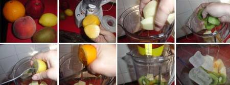 Batido de melocotón, manzana y kiwi