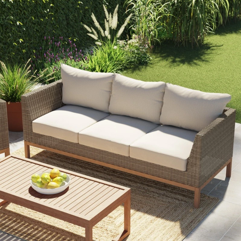 Sofá de jardín 3 plazas de ratán sintético Rockwell