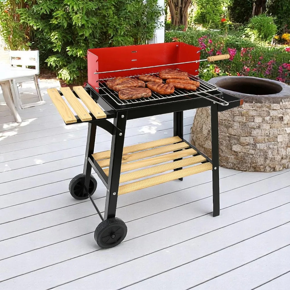 Barbacoa de Carbón con Ruedas. Ideal para Barbacoas al Aire Libre