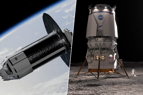 El Cislunar Transporter y la nave Blue Moon Mark II de Blue Origin