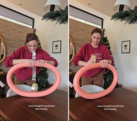 Corona de Navidad con churro de piscina