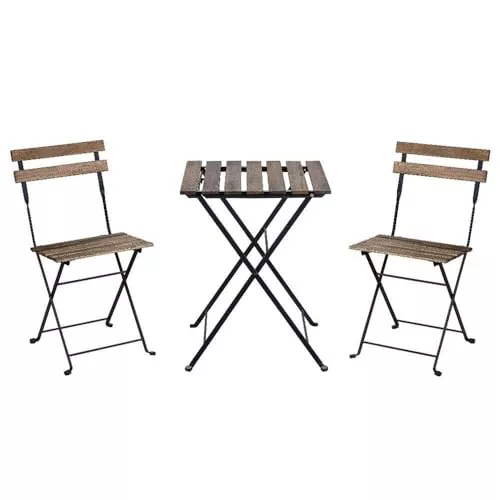 LOLAhome Set Muebles de Balcón Completo | Mesa y 2 Sillas Plegables