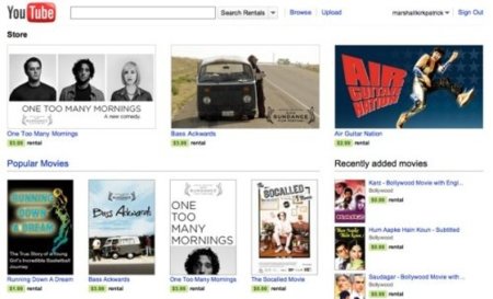 YouTube añade una tienda de alquiler de vídeos