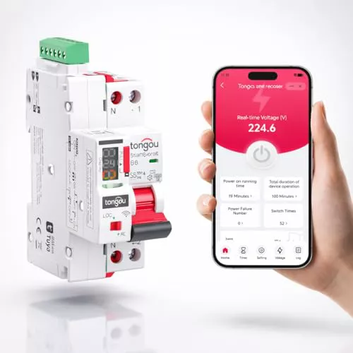 Interruptor diferencial Wifi superinmunizado RCBO Inteligente WiFi Tipo A 1P+N 40A 30mA 6kA – Con rearme automático. Compatible Tuya y Smart Life (Clase A Model 1)