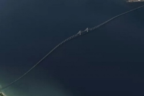 Imagem do projeto da ponte ligando dois pontos na Bahia. Créditos: divulgação/Companhia de Construções de Comunicação da China)