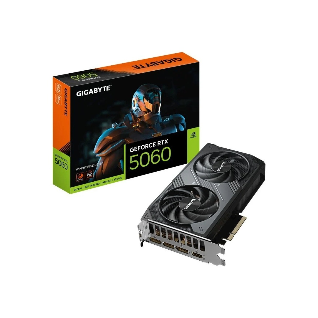 Tarjeta Gráfica Gigabyte GeForce RTX 5060 WINDFORCE OC 8GB GDDR7 Reflex 2 RTX AI DLSS4
