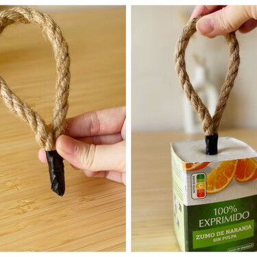 Con un brik de leche o zumo puedes hacer un tope de puertas tan bonito como el de cualquier tienda de decoración